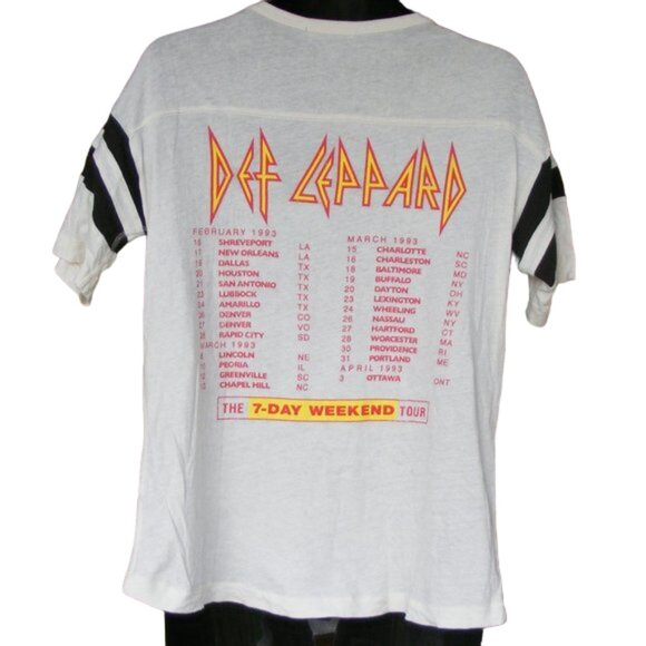 DEF LEPPARD Tee, M, Forever 21, 2 sided, 1993, White Jersey, Stripe Short sleeve - Picture 5 of 6